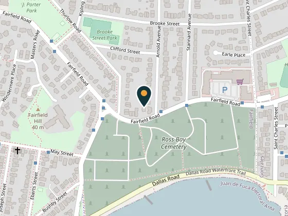 Map showing Ross Bay Villa Historic House Museum, 1490 Fairfield Road, Victoria