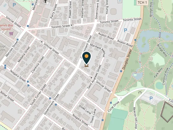 Map showing Carr House National Historic Site, 207 Government Street, Victoria