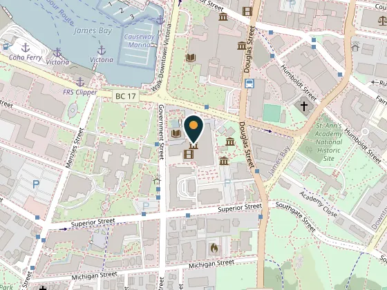 Map showing Royal BC Museum, 675 Belleville Street, Victoria, BC V8W 9W2