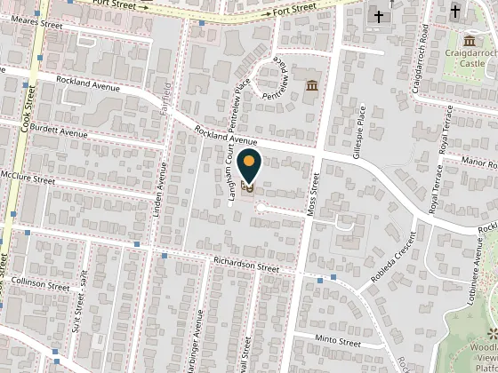 Map showing Langham Court Theatre, 805 Langham Court, Victoria, BC V8V 4J3