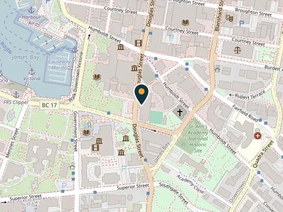 Map showing Crystal Garden, 713 Douglas Street, Victoria, BC V8W 3M6