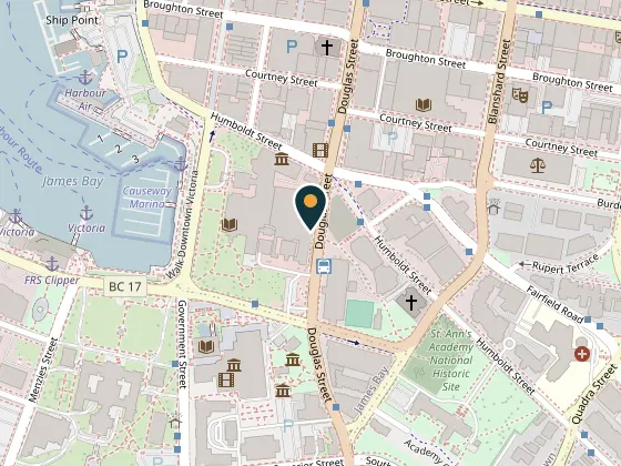 Map showing Victoria Conference Centre, 720 Douglas Street, Victoria
