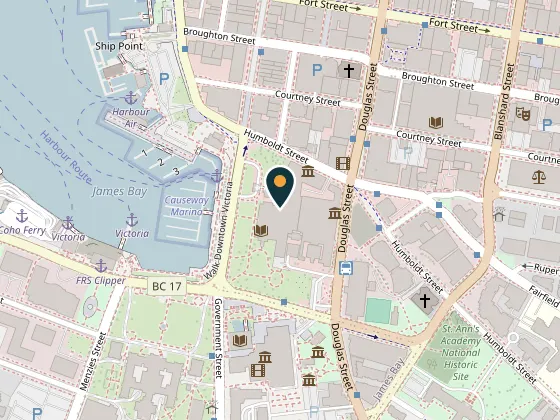 Map showing Fairmont Empress, 721 Government Street, Victoria