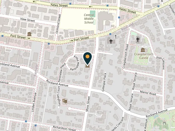 Map showing Art Gallery of Greater Victoria, 1040 Moss Street
