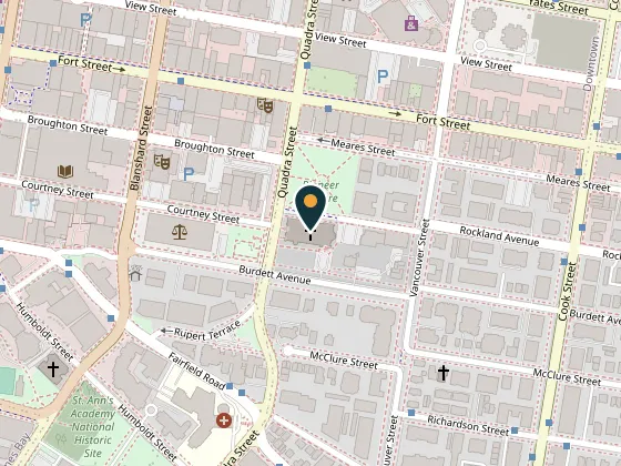 Map showing Christ Church Cathedral Victoria, 911 Quadra Street, Victoria, BC V8V 3G8