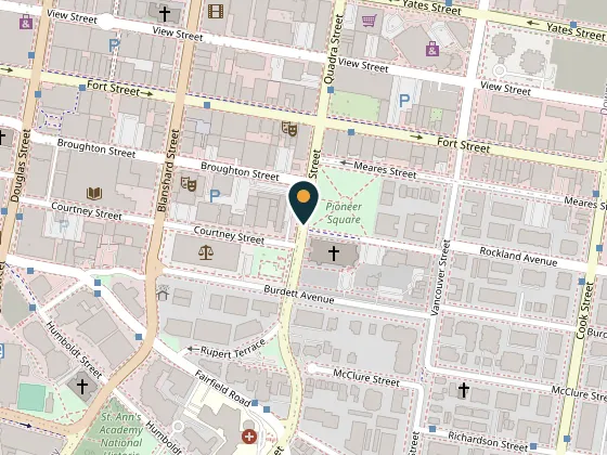 Map showing Christ Church Cathedral Victoria, 911 Quadra Street, Victoria