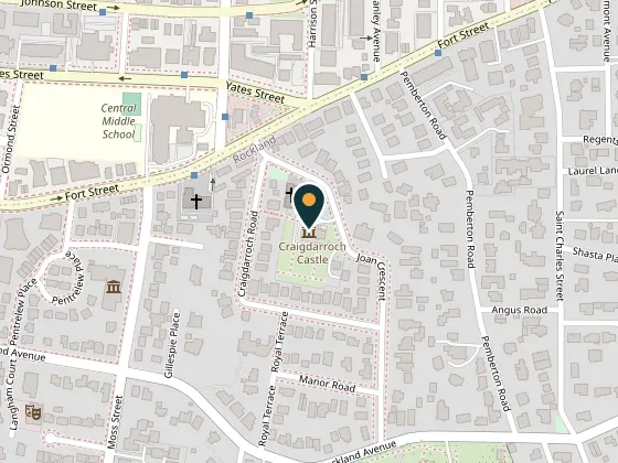 Map showing Craigdarroch Castle, 1048 Joan Crescent, Victoria