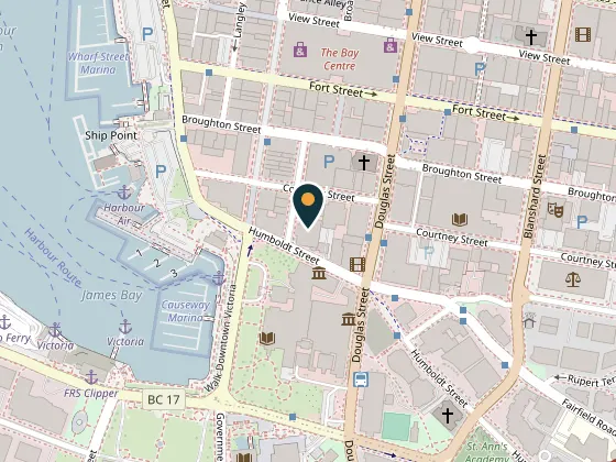 Map showing The Union Club of British Columbia, 805 Gordon Street, Victoria, BC V8W 1Z6