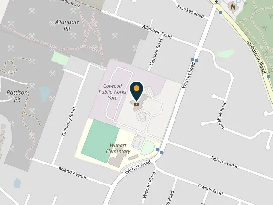 Map showing Colwood City Hall, 3300 Wishart Road, Colwood