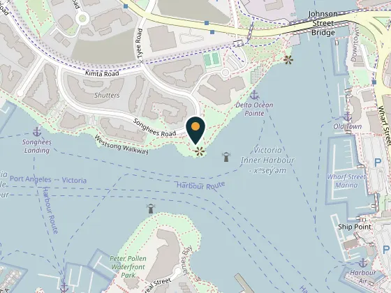 Map showing Songhees Point (p’álәc’әs)