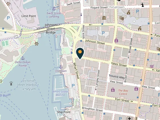 Map showing Lucky Bar Victoria, 517 Yates St, Victoria