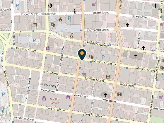 Map showing The Black and Here Community Centre, 1327 Douglas Street