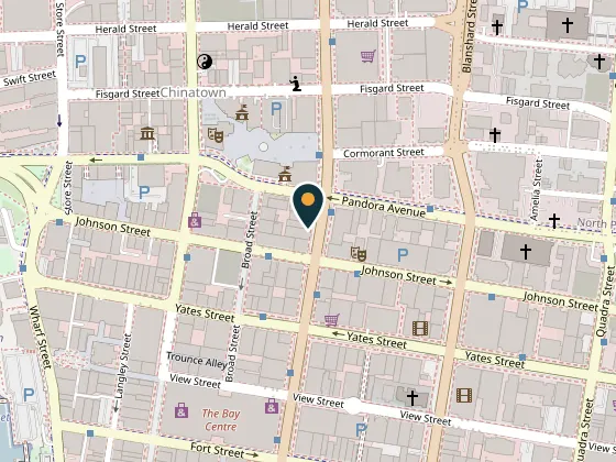 Map showing The Mint, 1414 Douglas Street, Victoria
