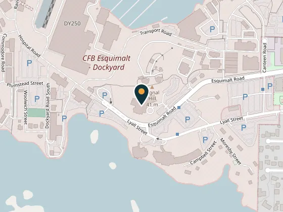 Map showing CFB Esquimalt Wardroom, 1586 Esquimalt Road, Esquimalt
