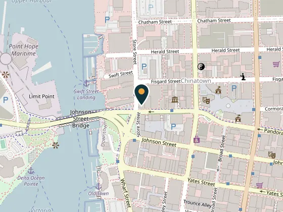 Map showing Swans Pub, 1601 Store Street, Victoria