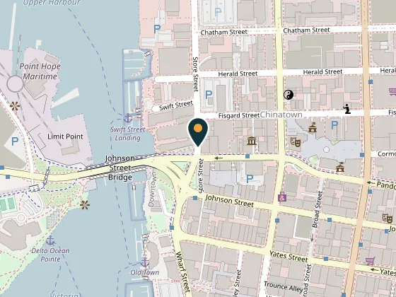 Map showing Swans Pub, 1601 Store Street, Victoria, BC V8W 1N6