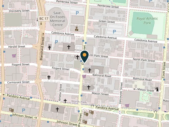Map showing Vinyl Envy, 1717 Quadra Street, Victoria