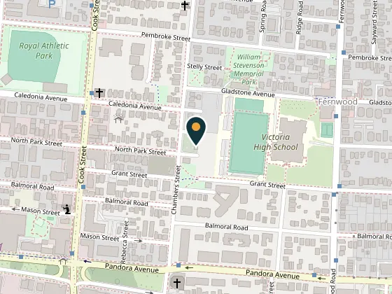 Map showing Compost Education Centre, 1216 N Park St, Victoria, BC V8T 3K5