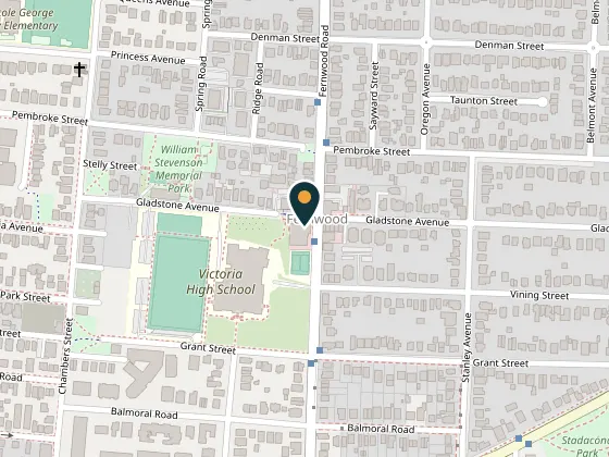 Map showing Belfry Theatre, 1291 Gladstone Avenue, Victoria