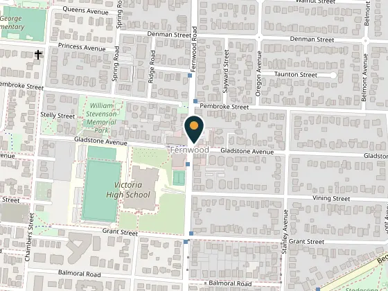 Map showing The Fernwood Inn, 1302 Gladstone Ave, Victoria