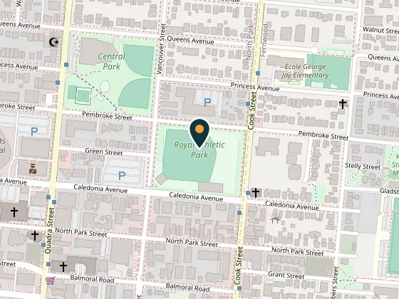 Map showing Royal Athletic Park, 1014 Caledonia Avenue