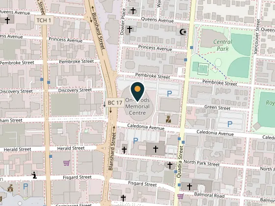 Map showing Save-On-Foods Memorial Centre, 1925 Blanshard Street, Victoria