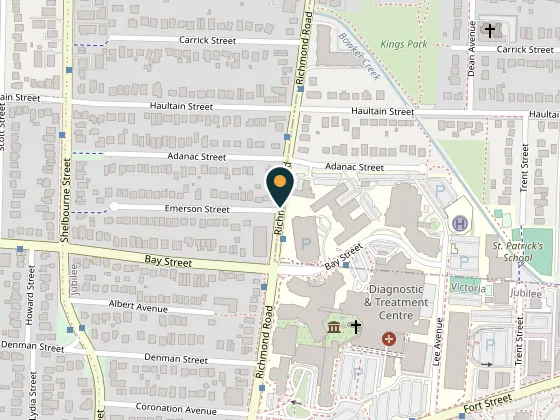 Map showing Knox Presbyterian Church, 2964 Richmond Road, Victoria, BC