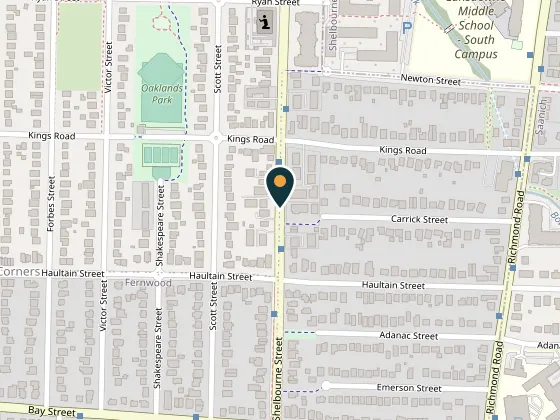 Map showing The Kensington, 3965 Shelbourne St., Victoria, BC