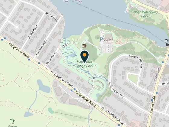 Map showing Esquimalt Gorge Park, 1070 Tillicum Road