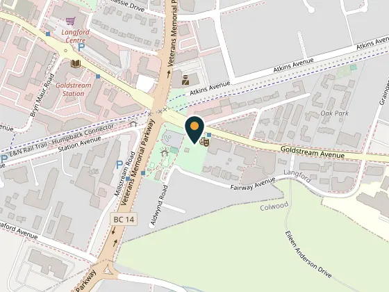 Map showing Veterans Memorial Park, Aldwynd Road