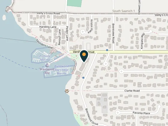 Map showing Brentwood Bay Resort, The Arbutus Room, 849 Verdier Avenue, Central Saanich